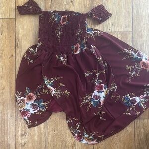 Boho Floral Burgundy Dress